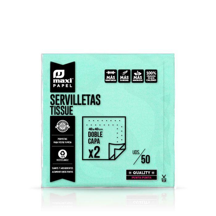 Servetten turquoise 40x40cm 50st