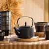Theepot gietijzer zwart 1L