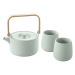 Theepot met 2 mokken set mint