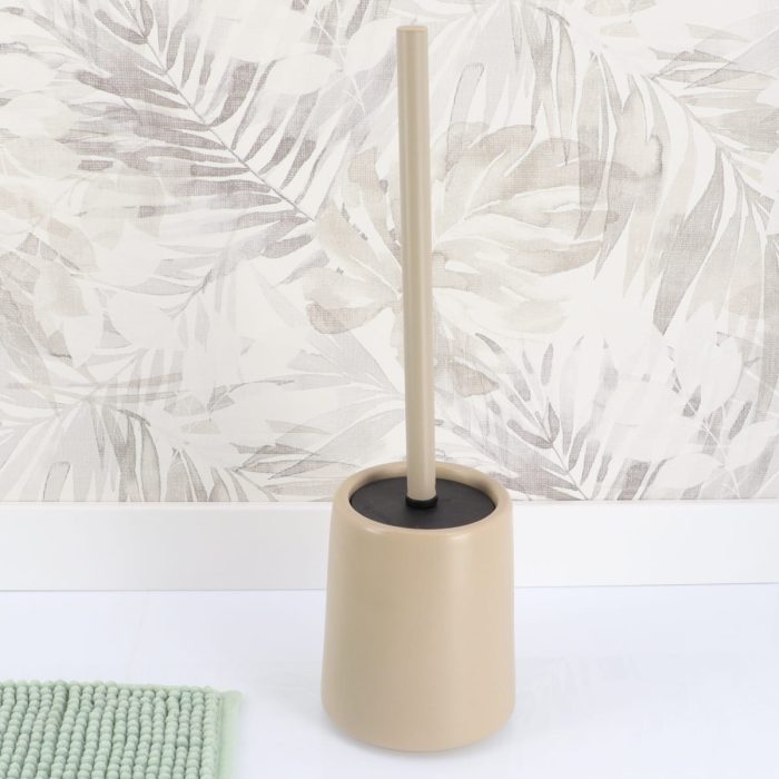 Toiletborstel met houder stoneware taupe