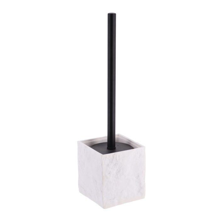 Toiletborstel met polyresin houder zwart-wit