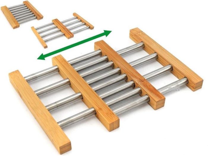 Uitschuifbare bamboe/RVS onderzetter 21,5-35cm