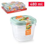 Vierkante vershoudbakje 480ml - set van 2