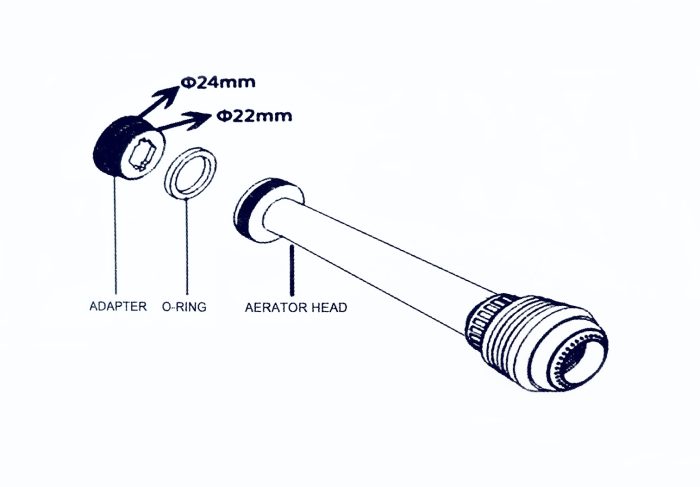 Waterkraan verlenger met filter zilver ø26mm 15cm