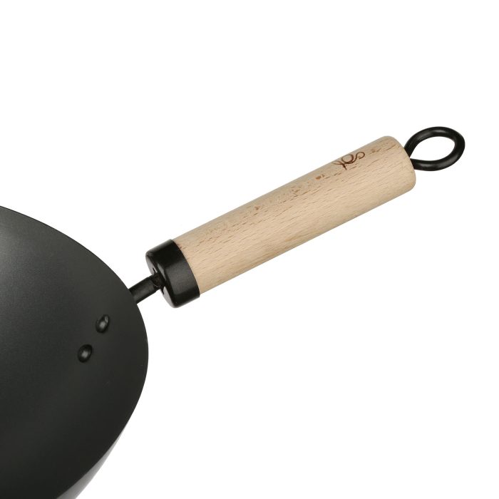 Wokpan met houten handvat D35cm