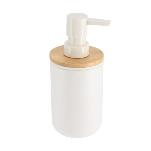 Zeepdispenser kunststof-bamboe wit naturel 300ml