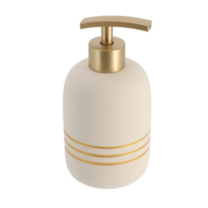 Zeepdispenser stoneware crème-goud 400ml