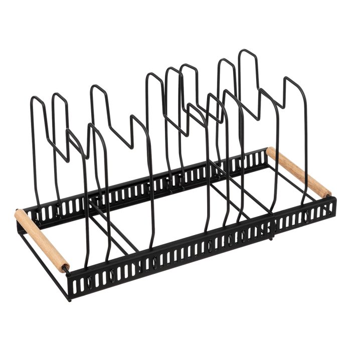 Uitschuifbare pannen organizer metaal-hout 32-58cm
