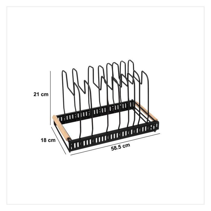 Uitschuifbare pannen organizer metaal-hout 32-58cm