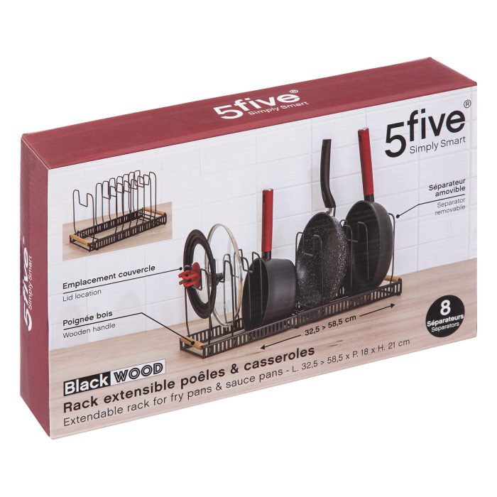 Uitschuifbare pannen organizer metaal-hout 32-58cm