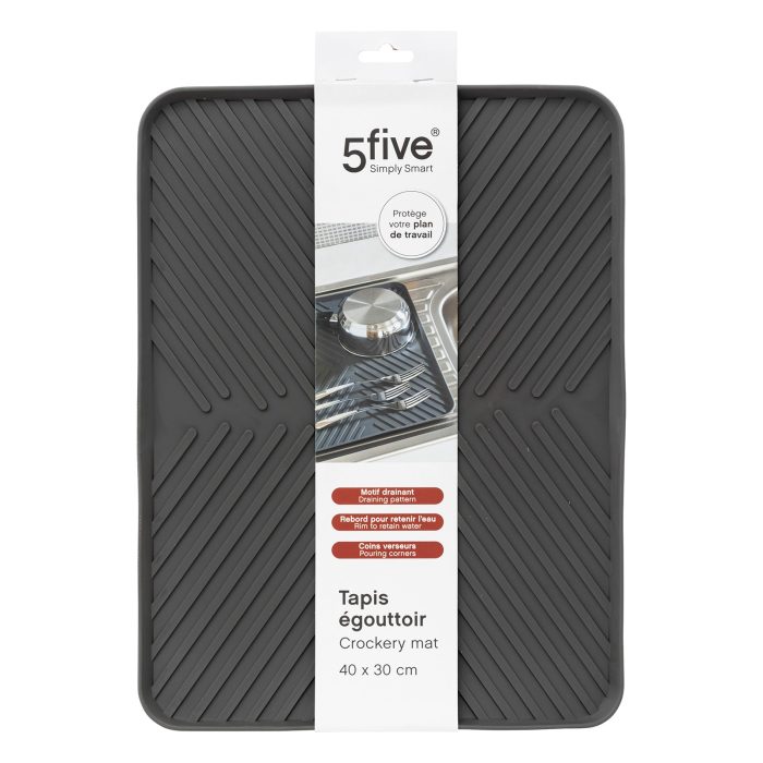 Afdruipmat antraciet rubber 40x30x1,2cm