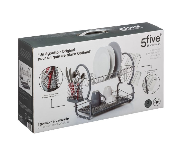 Afdruiprek 2-lagen rvs-kunststof zilver/grijs