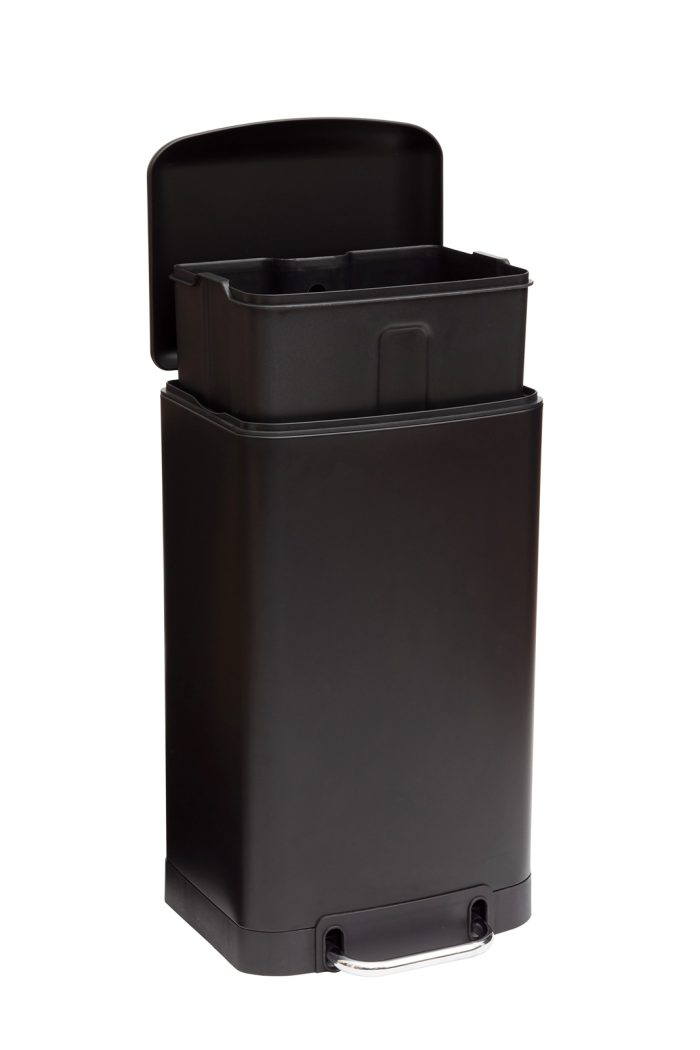 Afvalemmer metaal zwart 30L