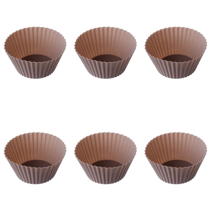 Cakevormpjes siliconen roze/taupe 6st