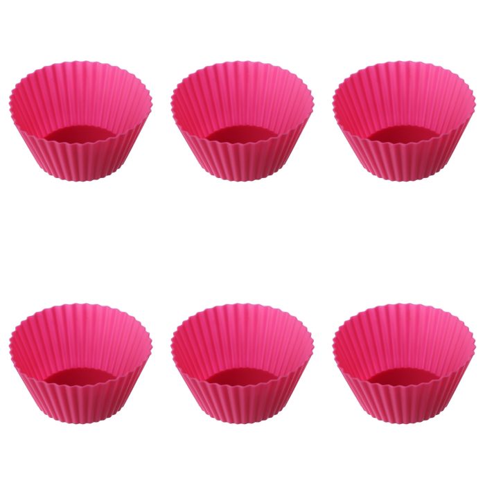 Cakevormpjes siliconen roze/taupe 6st