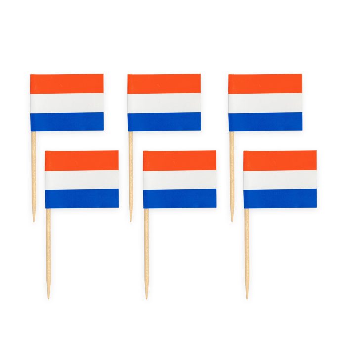 Cocktailprikker Nederlandse vlaggetjes 50st