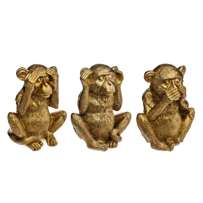 Decoratief aapje "horen" polyresin goud