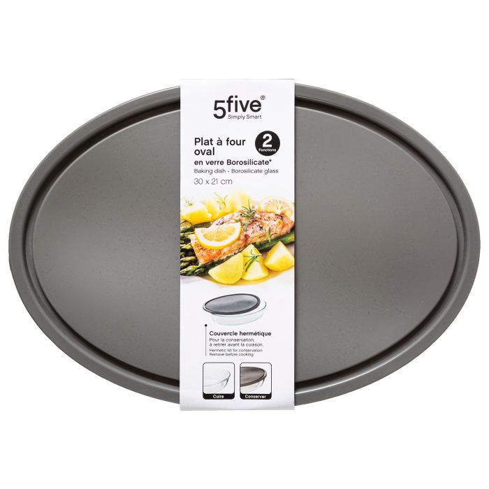 Glazen ovenschaal met deksel 30*21*7cm