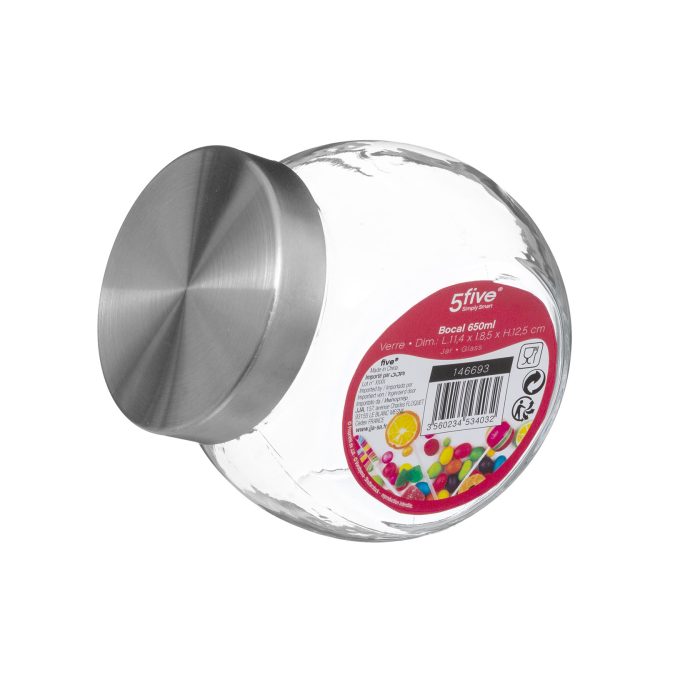 Glazen snoeppot 650ml metalen deksel