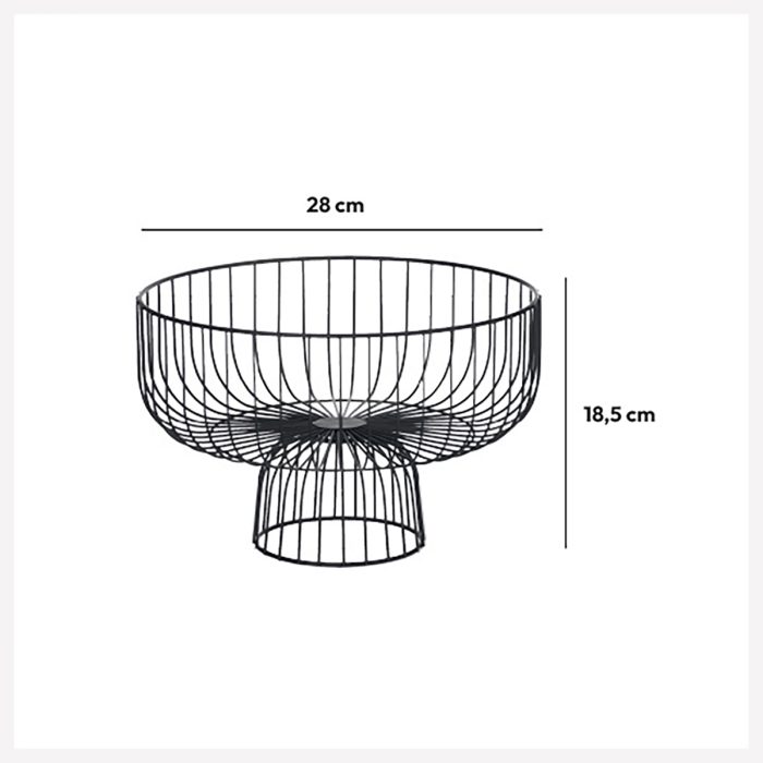 Metalen fruitmand zwart met voet