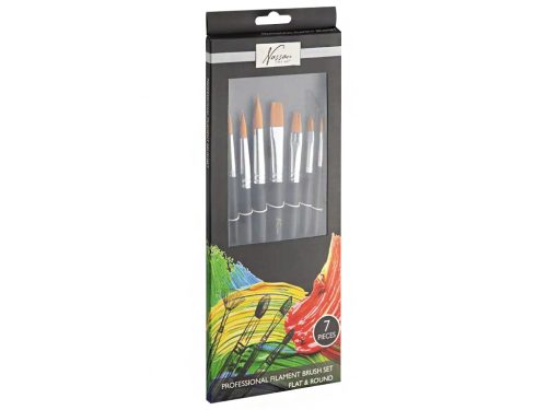 Penselen set synthetisch plat-rond 7-dlg