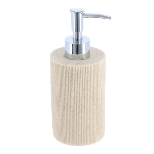 Zeepdispenser polyresin crème geribbeld 310ml