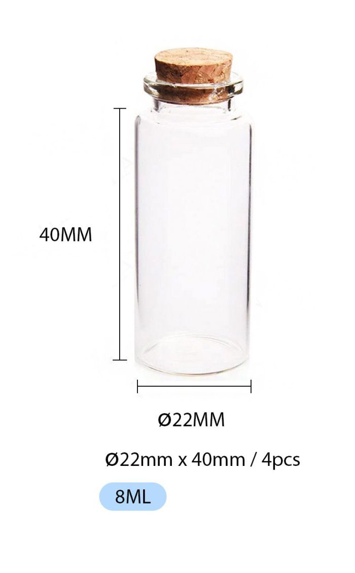 Glazenflesjes met kurk deksel 8ml 4st