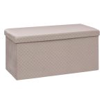 Grote poef met bergruimte linnenbeige 76*38*38cm