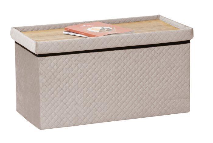 Grote poef met bergruimte linnenbeige 76*38*38cm