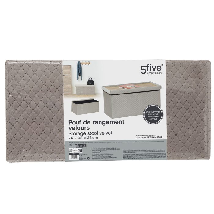 Grote poef met bergruimte linnenbeige 76*38*38cm