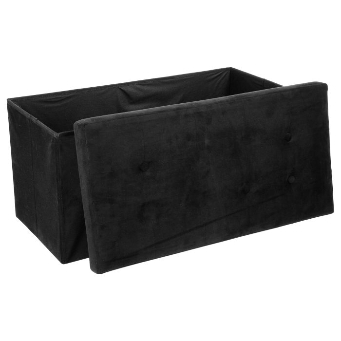 Grote poef met bergruimte zwart 76,5*38*38cm