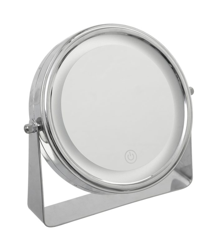 Staande dubbelzijdige make-up spiegel met led H20cm