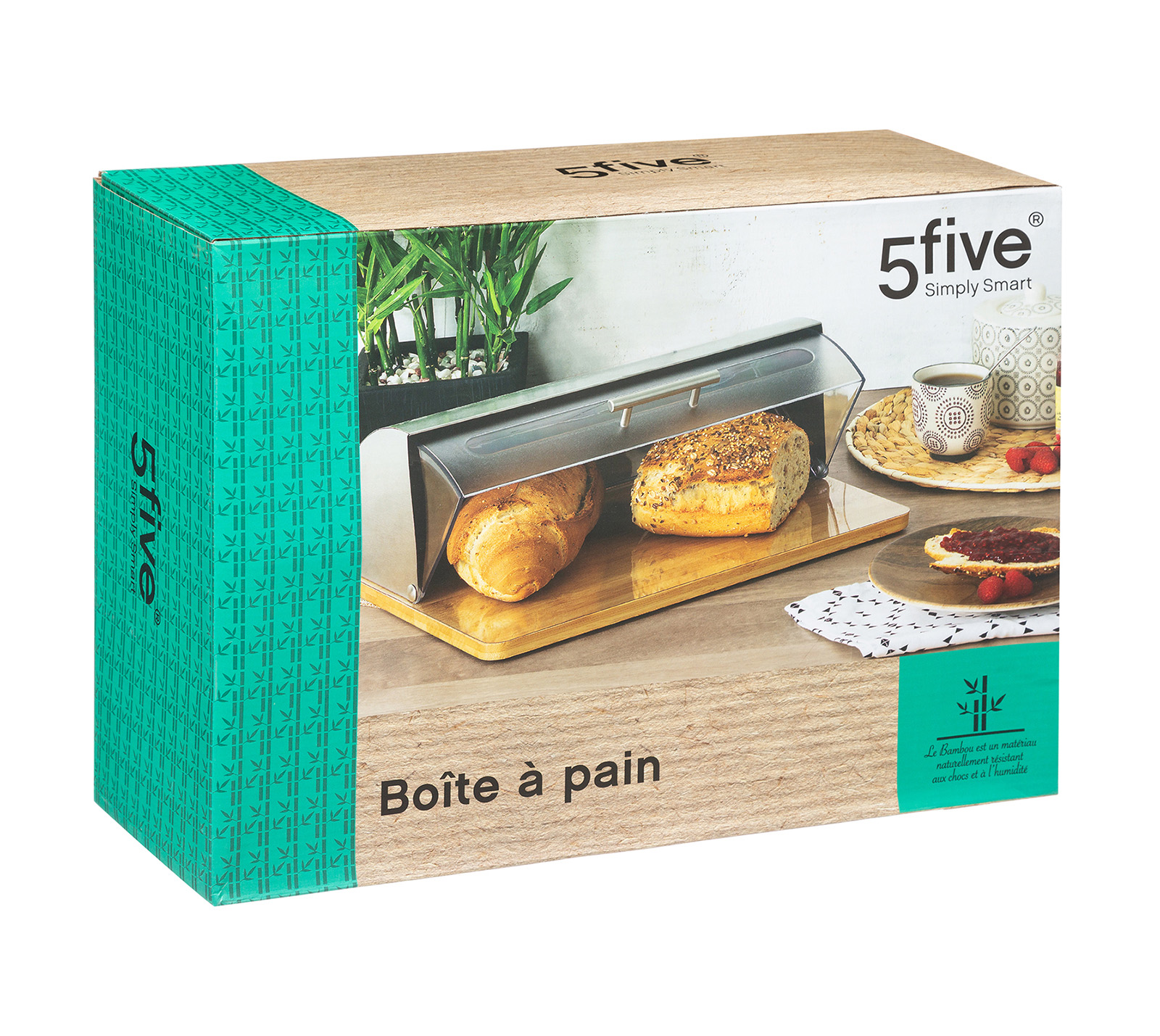 Broodtrommel bamboe-kunststof-roestvrij staal