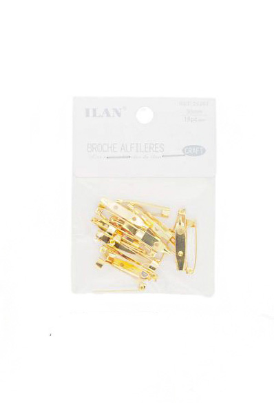 Corsage speld goud 30*5mm 18st
