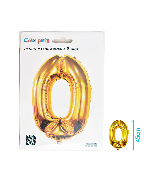 Folieballon goud 45cm cijfer 0