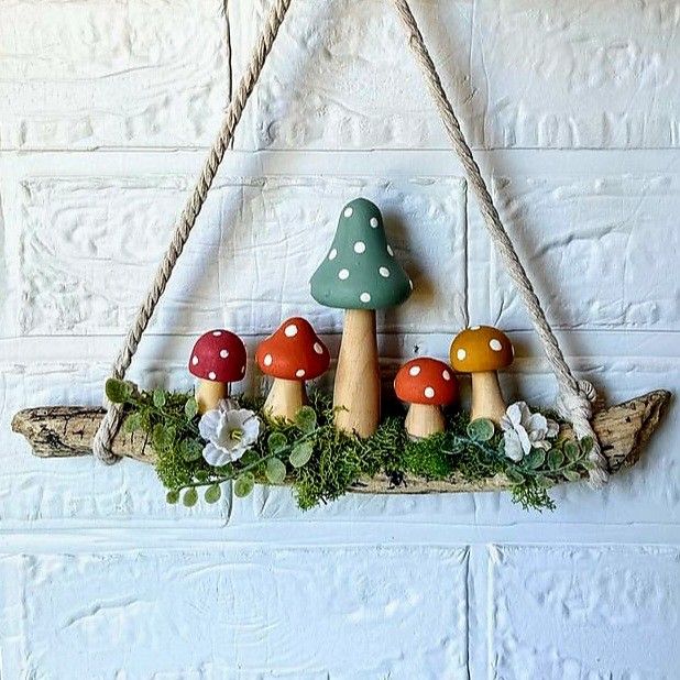 Houten paddestoelen H6,4cm