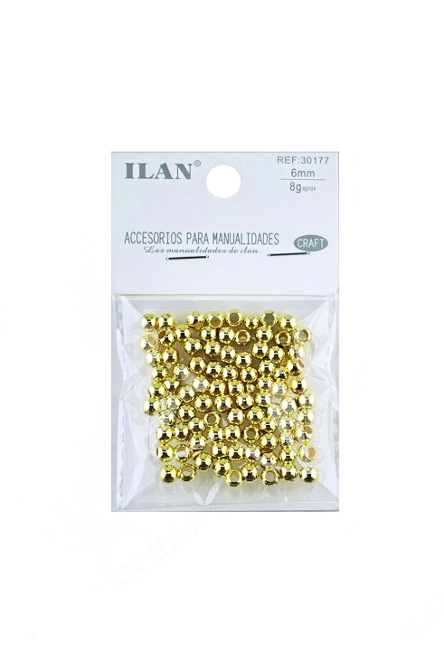 Kralen goud 6mm c.a.70st