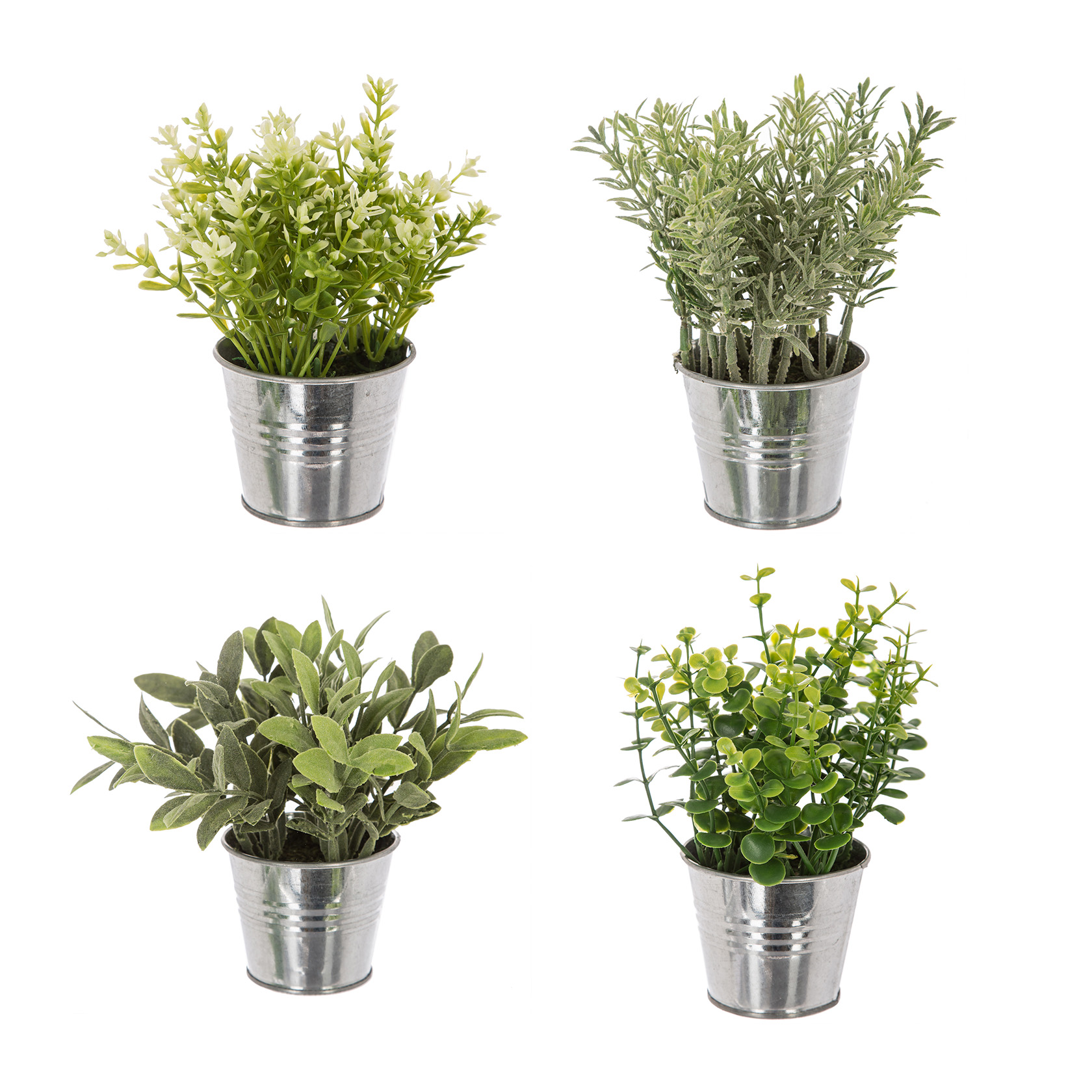 Kunstplant in ijzeren potje H15cm