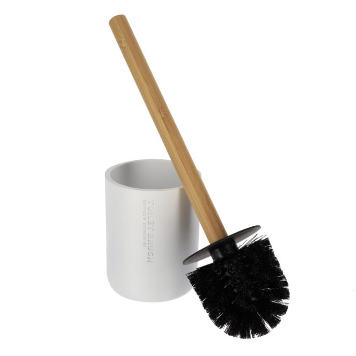 Toiletborstel met houder polyresin wit naturel