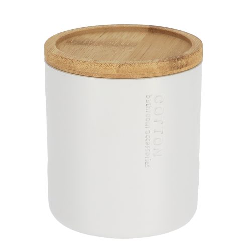 Wattenhouder polyresin bamboe wit naturel