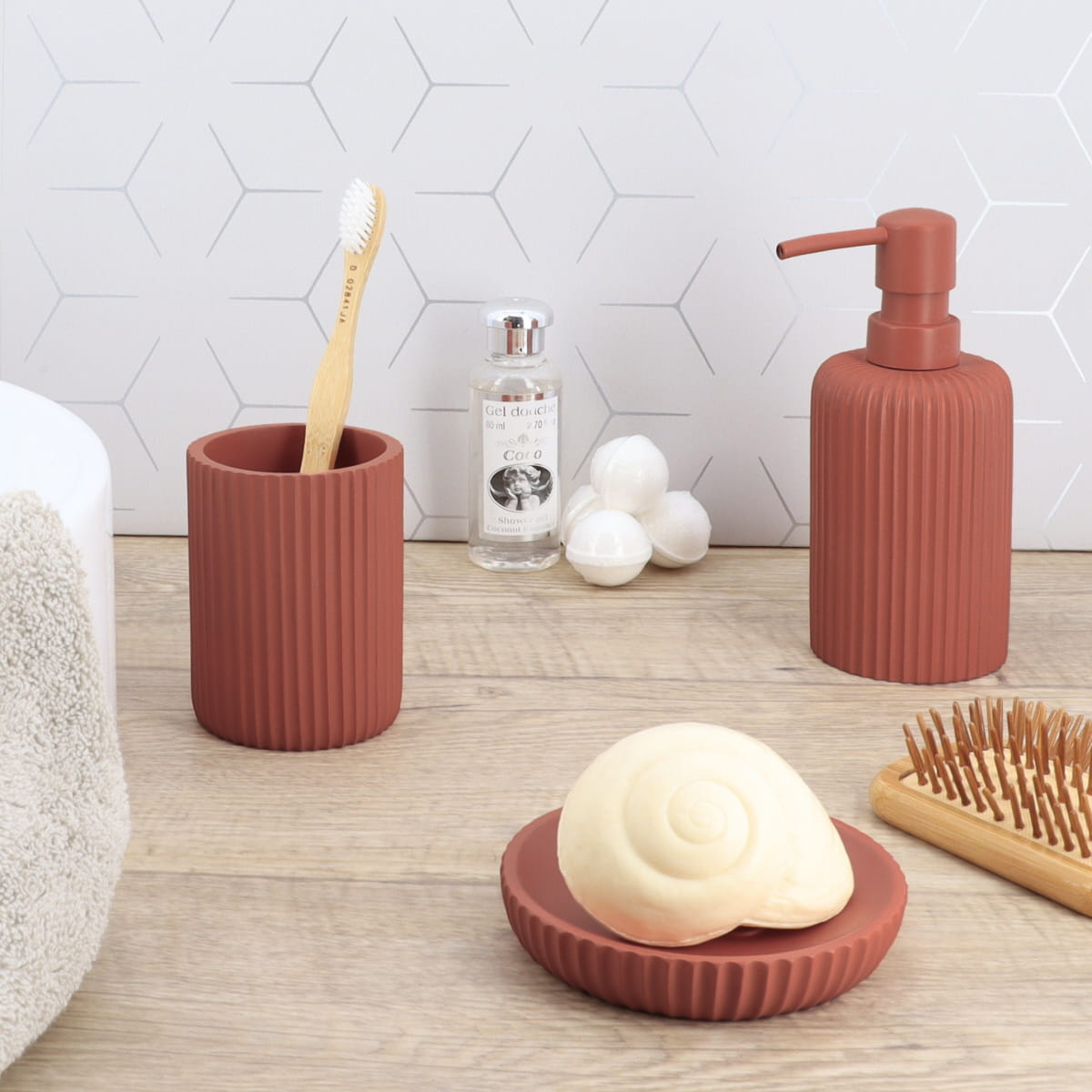 Badkamerbeker polyresin Terracotta 360ml