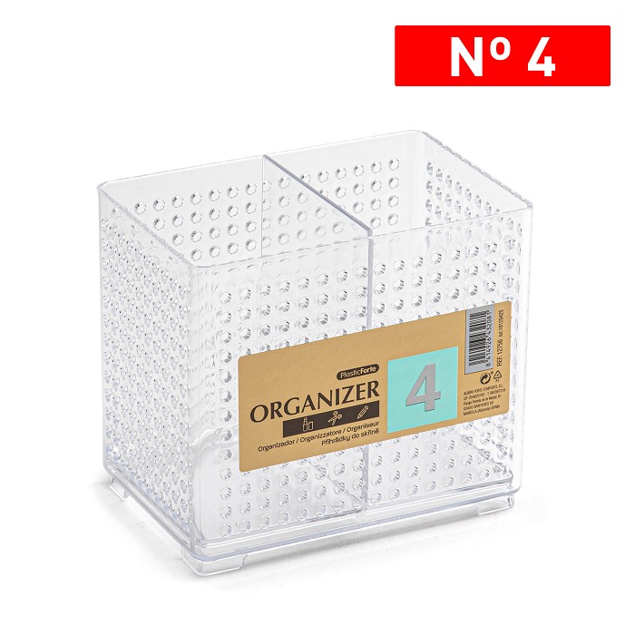 Bureau organizer transparant met verdeler 8x12x10,5cm