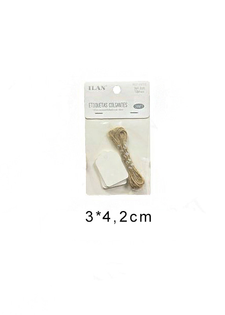 Etiketten karton wit 3*4,2cm-12st