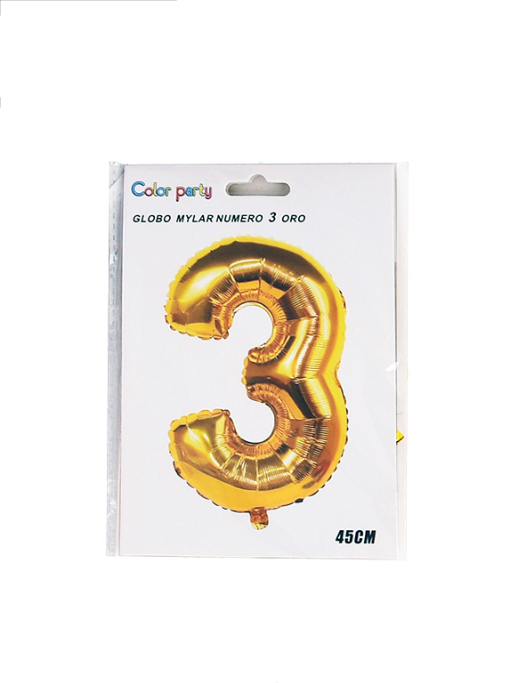 Folieballon goud 45cm cijfer 3