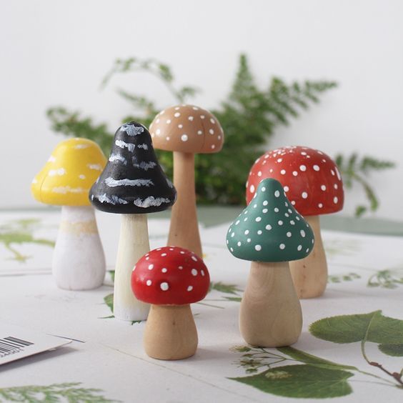 Houten paddestoelen H7,2cm