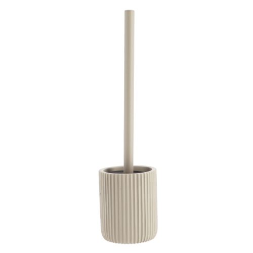 Toiletborstel met geribbelde polyresin houder taupe