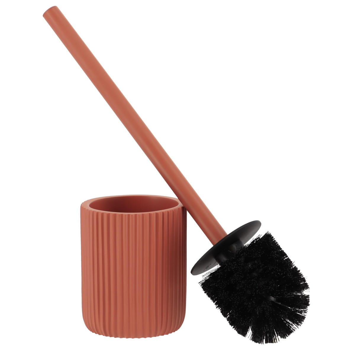 Toiletborstel met geribbelde polyresin houder Terracotta