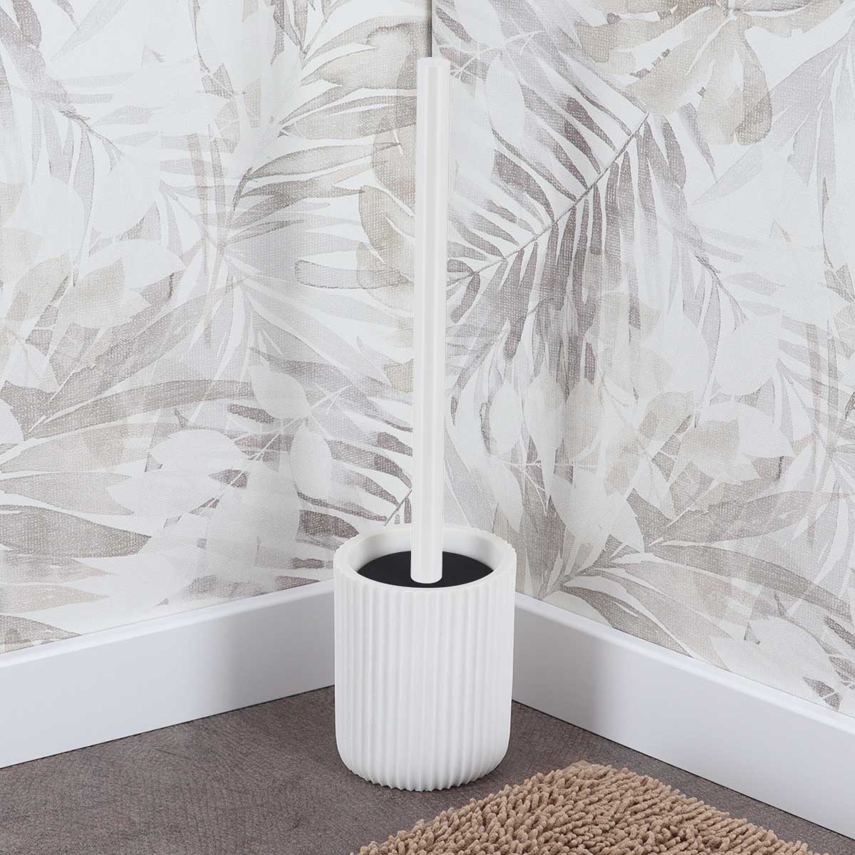 Toiletborstel met polyresin houder wit