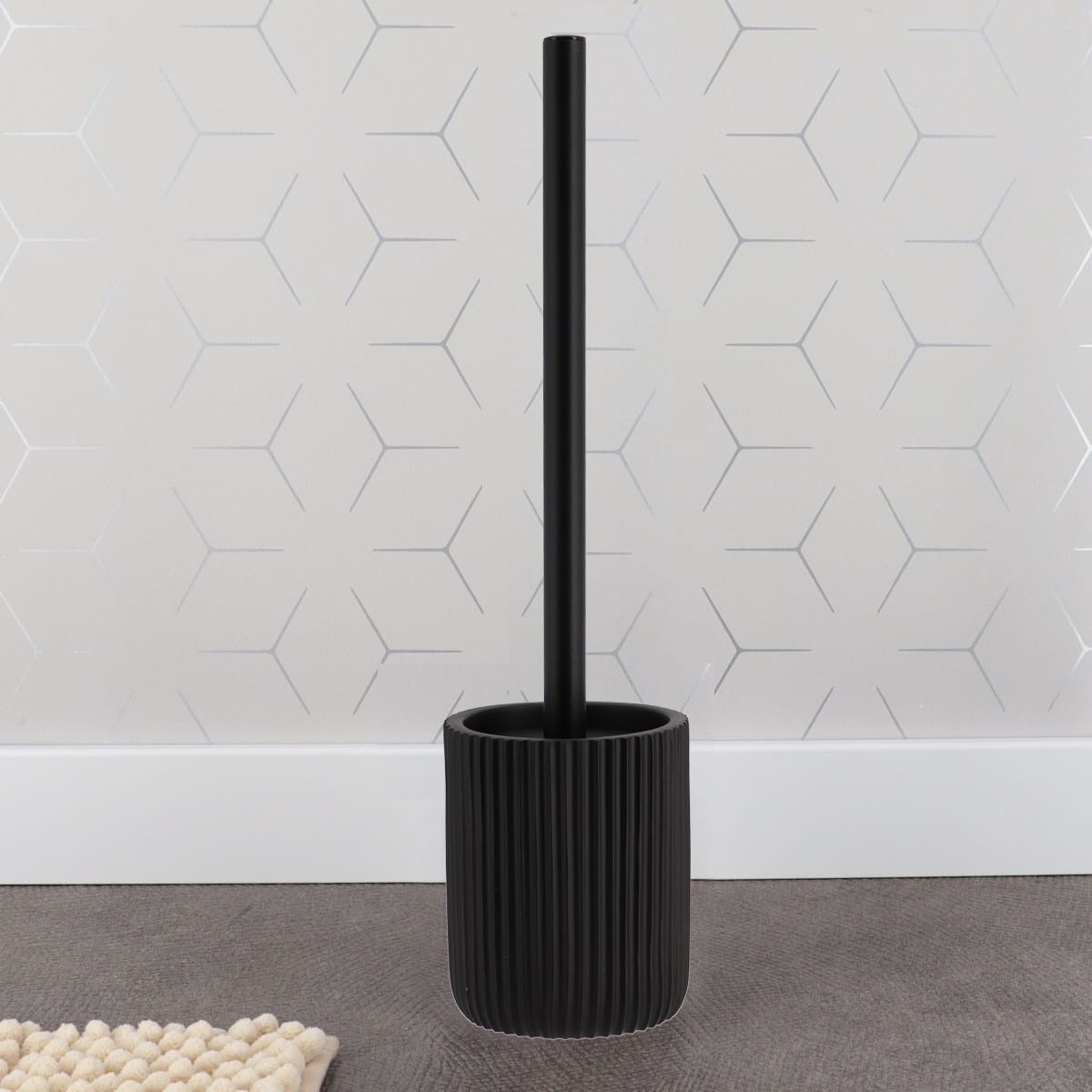 Toiletborstel met polyresin houder zwart