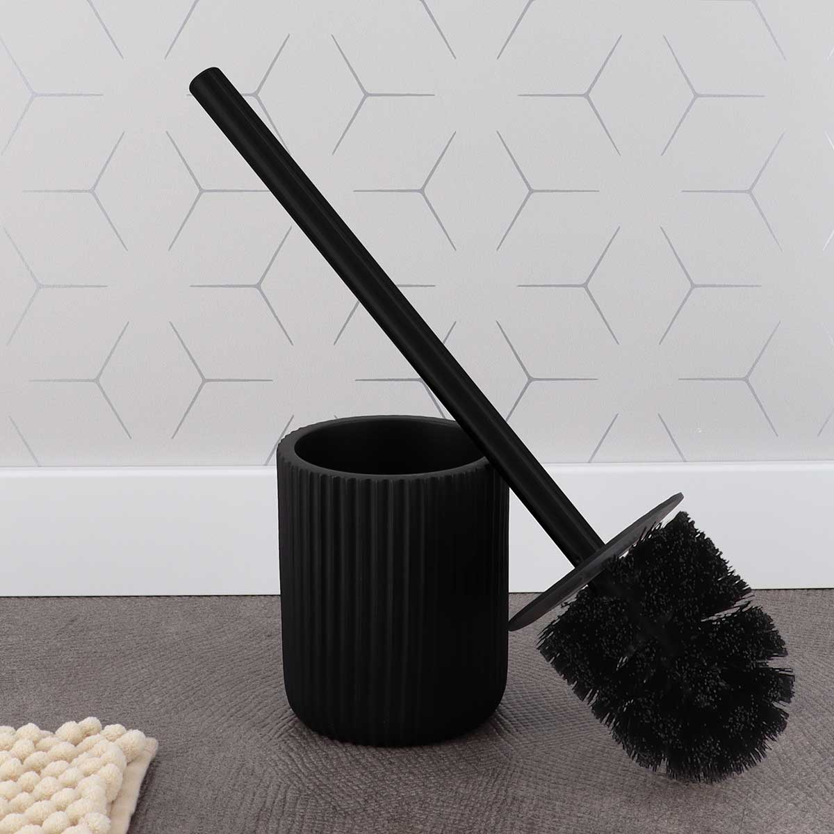 Toiletborstel met polyresin houder zwart